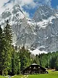 In den Alpentälern der Romandie sieht man häufig Chalet-Holzhäuser. Man findet sie in den Dörfern oder wie hier auf der Alm.