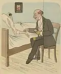 In einem Kinderbuch aus dem Jahr 1888: Ein Arzt misst den Puls mit seiner Taschenuhr.