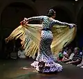 Diese Frau tanzt Flamenco.