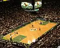 Im Basketball-Stadion der NBA-Mannschaft Boston Celtics. „Celtics“ ist das englische Wort für Kelten.