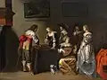 Um das Jahr 1650: Vornehme Leute in den Niederlanden spielen Backgammon.