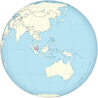 Singapore on the globe (Southeast Asia centered).svg