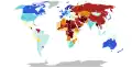 Wie demokratisch sind die Länder der Welt? Blau steht für eher demokratisch, Rottöne für das Gegenteil.