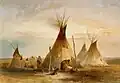 Sioux Tipis auf einem Gemälde