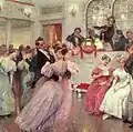 Strauss und sein Freund Joseph Lanner spielen auf einem Tanzball.