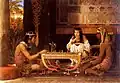 Gemälde aus dem Jahr 1879: „Die ägyptischen Schachspieler“. Schach kommt jedoch aus Indien.