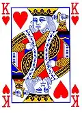 Der König auf dieser Spielkarte ist ebenfalls drehsymetrisch.