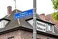 In Dülmen in Nordrhein-Westfalen: Hinweisschilder.
