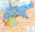 Auf der Karte des Deutschen Reichs sieht man, dass Preußen den größten Teil einnahm. Preußen ist hier blau.