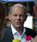 Olaf Scholz beantwortet die Fragen von Journalisten.