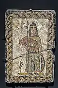 Ein altes römisches Mosaik mit Minerva