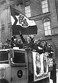 Anhänger von Schuschnigg machen Werbung für Österreich bei der Volksabstimmung im Jahr 1938.