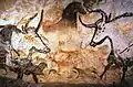 Höhlenmalerei: Pferde und andere Tiere, gemalt in der Höhle von Lascaux in Frankreich.