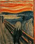 Der norwegische Künstler Edvard Munch malte 1893 dieses Bild. Es heißt „Der Schrei“.