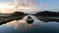 Ein Frachtkahn auf dem Dortmund-Ems-Kanal bei Lüdinghausen