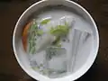 Shwe yin aye ist ein kalter Nachtisch mit Reis.