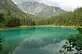 Grüner See bei Tragöß mit dem Berg Meßnerin im Hintergrund