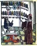 Ein Doktor und ein Apotheker, auf einer Zeichnung aus dem Jahr 1508