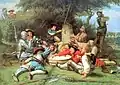 So stellte sich ein Maler im Jahr 1869 die Kappeler Milchsuppe von 1529 vor.