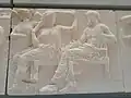 Hera und Zeus mit der Göttin Iris, der Botin Heras