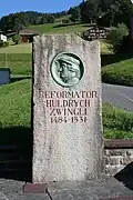 Gedenkstein in Kappel, wo Zwingli starb