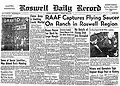 Im Jahr 1947 berichtete eine Zeitung in der US-amerikanischen Stadt Roswell über „fliegende Untertassen“.