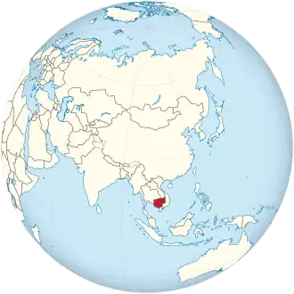 Cambodia on the globe (Asia centered).svg