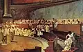 Im Alten Rom war der Senat eine Art Parlament. So hat sich später ein Maler den Senat vorgestellt.