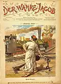 Die sozialdemokratische Zeitschrift „Der Wahre Jacob“, aus dem Jahr 1898. Die Kleidung der Dame erinnert an die Französische Revolution.