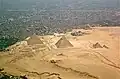 Die Pyramiden von Gizeh in Ägypten, aus einem Flugzeug gesehen