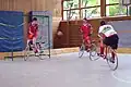 Ein Strafstoß im Radball
