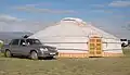 Jurte nennt man in der Mongolei das Zelt von Nomaden. Jeder dritte Mongole ist Nomade.