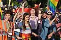 Bei einer Kundgebung von Homosexuellen in Polen, die gleiche Rechte wie Heterosexuelle wollen