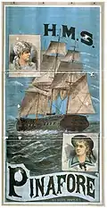 Plakat für ein frühes Musical, ungefähr von 1880