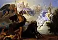 Poseidon und Athene stritten sich darum, wer der Schutzgott von Athen werden sollte. Gemälde aus dem Jahr 1689.