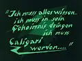 Zwischentitel in einem deutschen Film von 1920: „Das Cabinet des Dr. Caligari”.