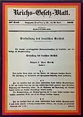 Die Verfassung des Deutschen Reiches aus dem Jahr 1849, gedruckt in Fraktur