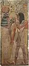 Pharao Seti der Erste mit der ägyptischen Göttin Hathor in einem Relief