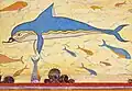 Vor 3600 Jahren: Delfin auf einem Fresco, einer Mauermalerei, auf der Insel Kreta.