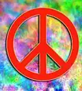 Das Friedenszeichen ist ein bekanntes Symbol der Hippies.