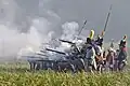 Hier wird die Schlacht von Waterloo nachgestellt.