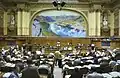 Der Schweizer Nationalrat trifft sich im Nationalratssaal. Der befindet sich im Bundeshaus in Bern.