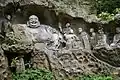 Lachender Buddha, eine alte Statue in China. Buddha hat gelernt, sich keine Sorgen zu machen.