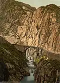 Teufelsbrücke über die Schöllenenschlucht, Foto um das Jahr 1900
