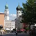 Das Städtchen Rosenheim am Inn in Südbayern