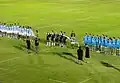 Vor einem Rugby-Spiel zwischen Uruguay und Argentinien: Man spielt für die Mannschaften die Nationalhymnen.