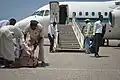 Am Aden-Adde-Flughafen von Mogadischu. Weil es Anschläge gegeben hat, ist man vorsichtig.