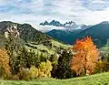 Die Geisler Spitzen in einem Naturpark in Südtirol