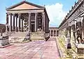 Eine Zeichnung, wie es früher in Pompeji ausgesehen haben könnte