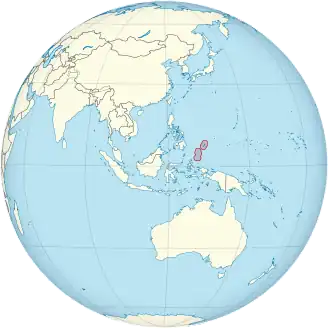 Palau on the globe (Southeast Asia centered) (small islands magnified).svg